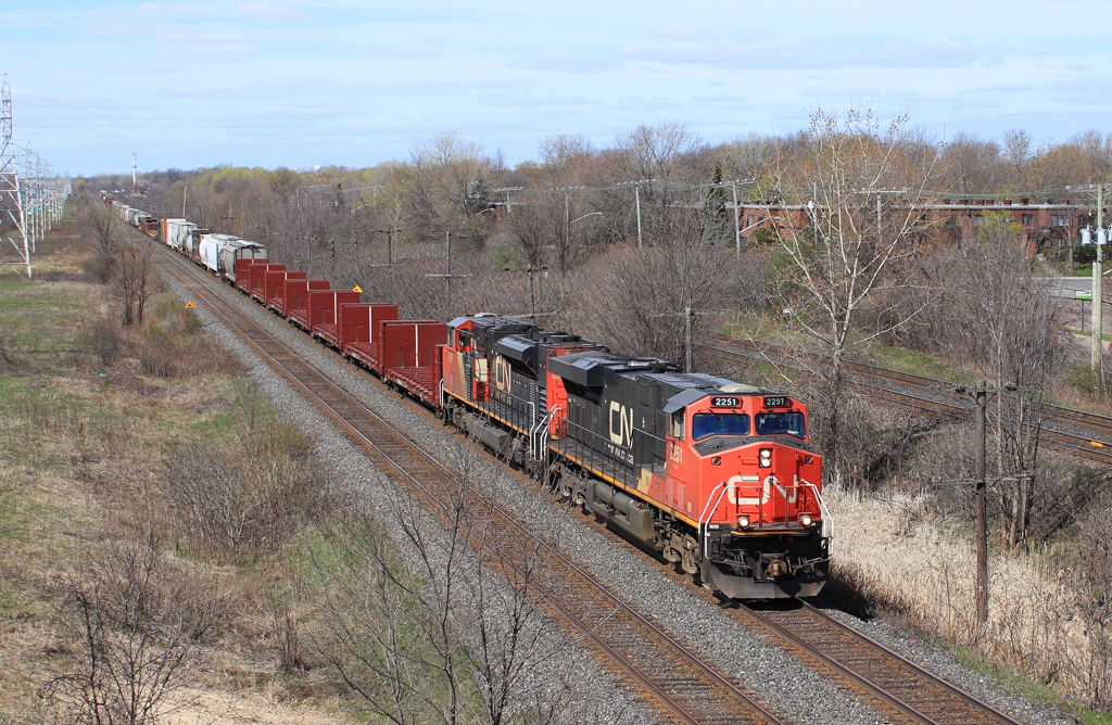 CN 2251 with mixed freight at Beaconsfield