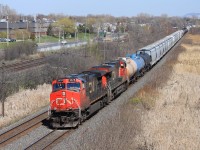CN 2578 with mixed freight at Pointe-Claire