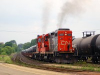 SOR 598 departing for Hamilton with a loaded train of steel coils from Nanticoke