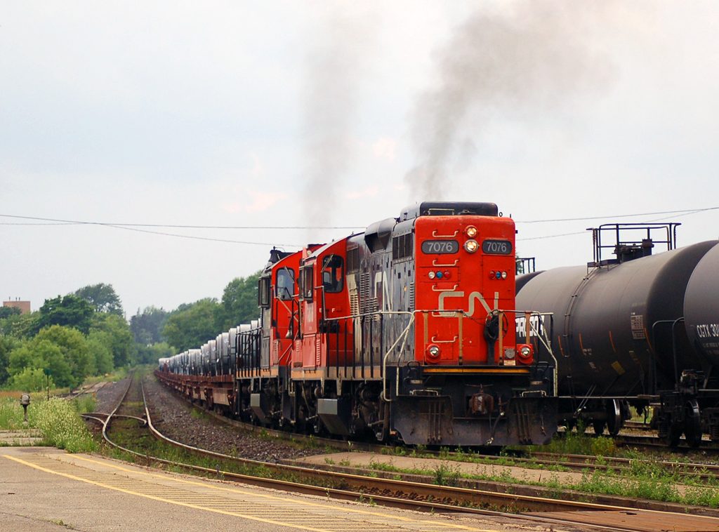SOR 598 departing for Hamilton with a loaded train of steel coils from Nanticoke