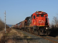 CN 2109 East, CN A436 enters the yard at Thunder Bay North with 28 cars in tow. The grain has been pouring into Thunder Bay on the CN recently and is forecasted to keep up the trend over the following weeks.