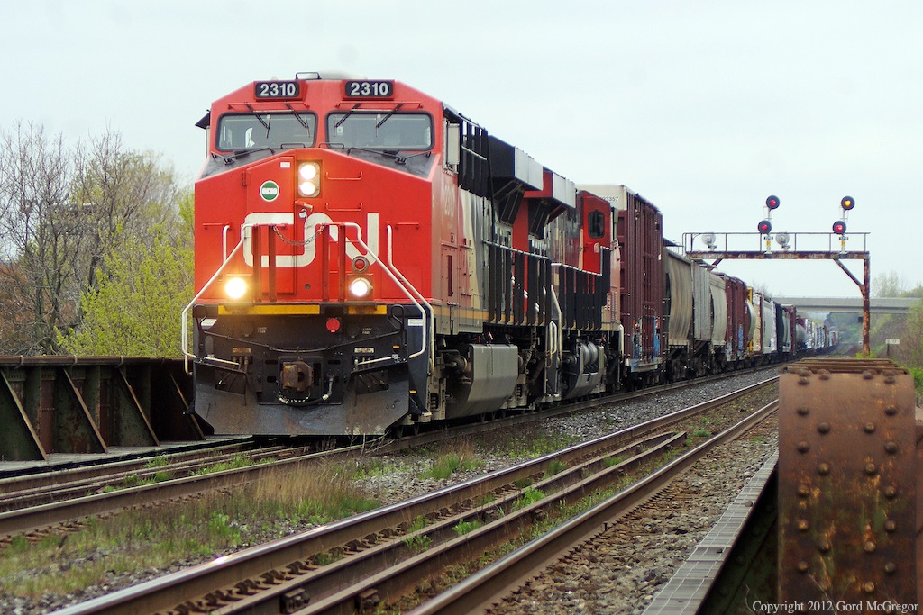 Running under the signal bridge in Thornhill Ontario.