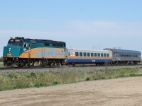 VIA 85 approaches its final destination of Sarnia with a rather unusual combination of LRC and stainless steel coaches.