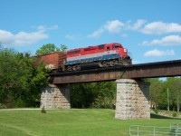 RLK 4057 enters onto the Grand River Bridge in Caledonia Ontario