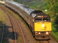 VIA 75 belches out the smoke as it highballs out of Woodstock. 