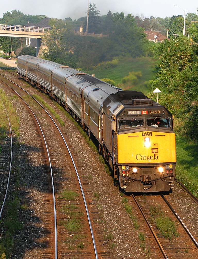 VIA 75 belches out the smoke as it highballs out of Woodstock.