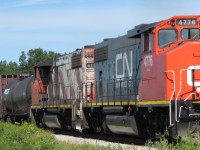 CN 439 sports some 80's power as it crosses Dillon Road heading west to Windsor.