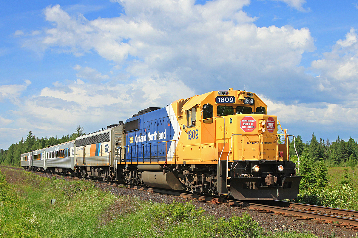 ON 1809 dodges scattered thunderstorms as it heads for Toronto on a typical June day in Muskoka.