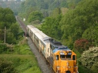 ONT 697 cruises up the Don Valley, about to pass under Don Mills Road