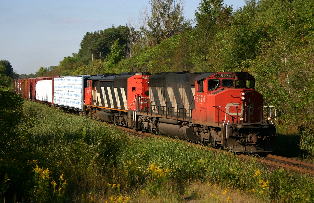 A classic lashup by todays standards, was just another boring consist back in 2004; as CN 5274 and 5407 lead train 411 towards Sarnia.