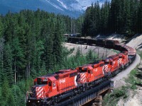 It was a nice sunny day (for once!) as this train heads west from Field.