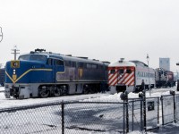 The action at Westmount includes a CP RDC, D&H PA's and an MLW switcher on a cold December day.