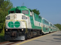 After the arrival of GO's MP40s, several of the F59PHs were rebuilt. These units have been used on the opposite ends of trains in consists classified as L10L, initially for better performance over fallen leaves, but the practice has continued. The first two trains to and from Barrie have traditionally been L10L consists, with F59PHs usually bringing up both ends of the train.