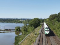 GO Transit has now initiated weekend Niagara service from June 23 to September 3. In this photo we see 781 westbound for for Niagara Falls.