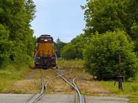 582 heads up the Guelph North Spur towards Edinburgh Road.  There they would use the wye to turn their power before heading back to Cambridge.