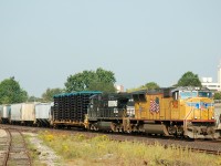 NS 328 makes it's daily trip east from St. Thomas behind UP 5000 - NS 9169