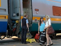 Passengers unload from VIA #79 after arriving at their destination