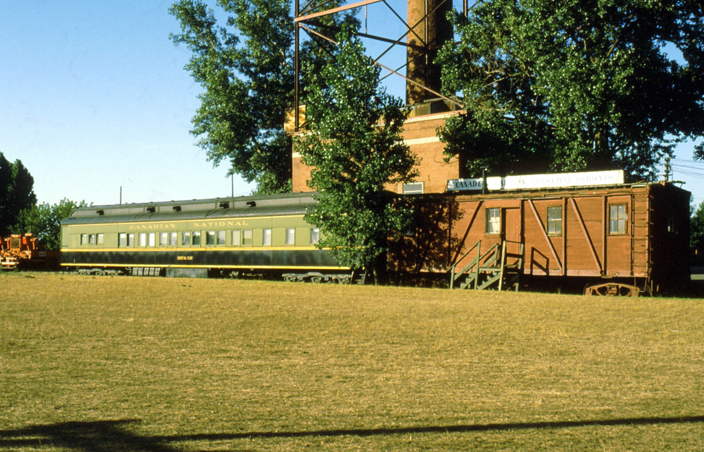 An old CN dining car and a bunk car I think somewhere west of union station.