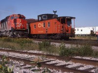 CN 207 proceeds slowly as the 344,s rear brakie watches.
