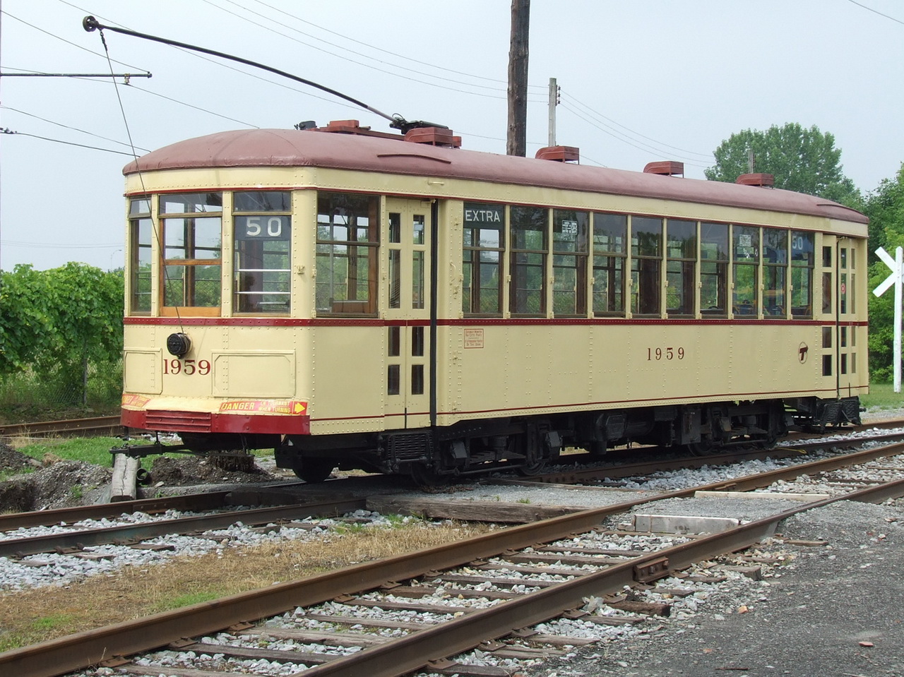 A Montreal streetcar retired in 1959 still used to ride visitors in the museum yard.