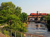 After waiting a good hour for a parade of eastbounds and a westbound that caught me off guard, here CP608 passes through after meeting CP115 at Port Hope.