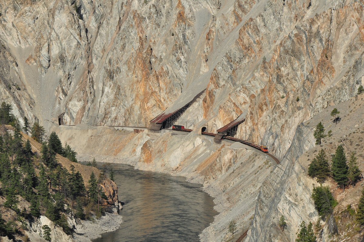 Maintenance train in the impressive Frazer River Canyon