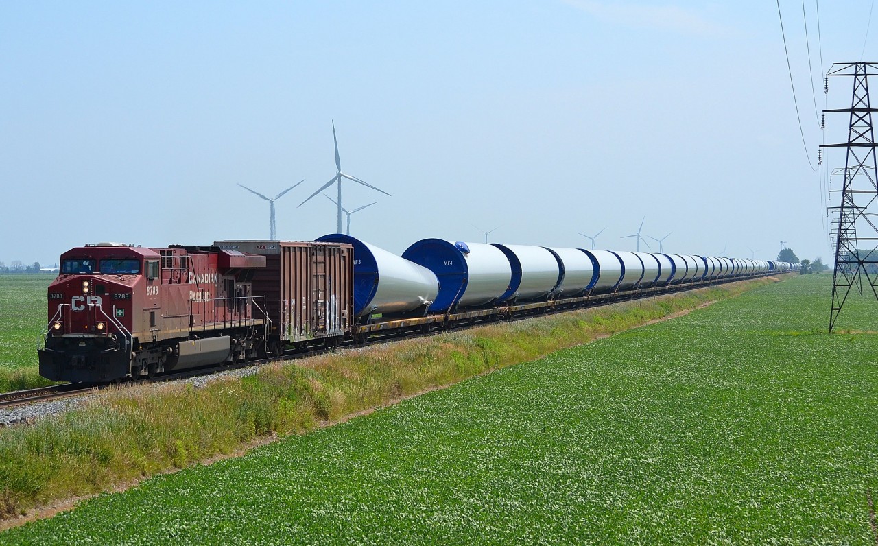CP 601 with windmill tubes led by CP 8788 heads westbound thru Haycroft mp 88.