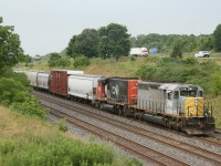 Blast from the past;  A rare lashup of GTW 5941 and CN 9531 haul train 422 upgrade into Aldershot.