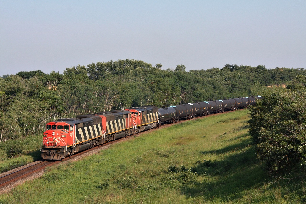 CN 5522 5531 and 5504 haul X31251 at Rivers Manitoba. These consists are becoming more and more common when I venture out on the CN mainline.
