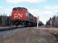 CN 307 with 3 M-420s 2 miles west of Lemieux.Those 3500s are on borrowed time. 
