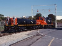CN slug 271 and mother 7271 pull up alongside the GM Plant in Oshawa
