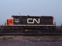 CN 4000, one of two GP35s owned by CN idles at Taschereau Yard