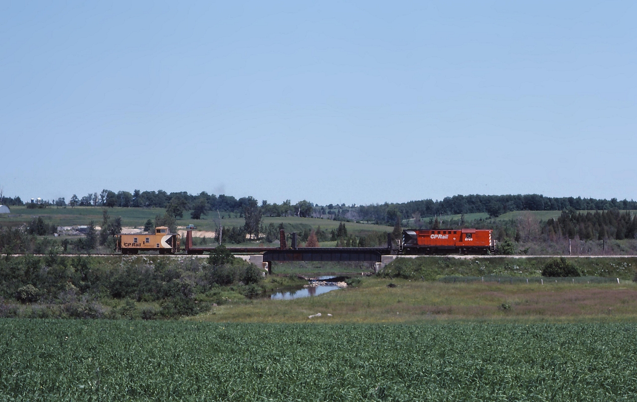 The Owen Sound to Toronto 'Moonlight' rolls south through the rolling countryside in Mount Forest.  The Orangeville-Owen Sound section of track has been abandoned however townships along the route are still debating whether it is worth rebuilding the line, which would be part of the Orangeville and Brampton Railway