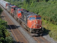 CN 5652 leads train 382 towards Paris Junction.  With a four unit consist and all units on line they were wasting no time and were easily keeping track speed.