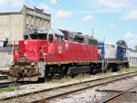 A peaceful scene at Kitchener station as GEXR 3821 and RLK 4001 bask in the summer sun while awaiting their next assignment. Not visible is the LLPX 2236, which is parked next to the 4001 on the next track.