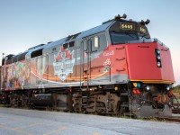 VIA 6445 sitting at the TMC in her 100th grey cup wrap. 