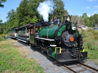 Huntsville & Lake of Bays Railroad operating on its return to the station, on its last run. Engineer Wayne giving a loud blast of the whisle...