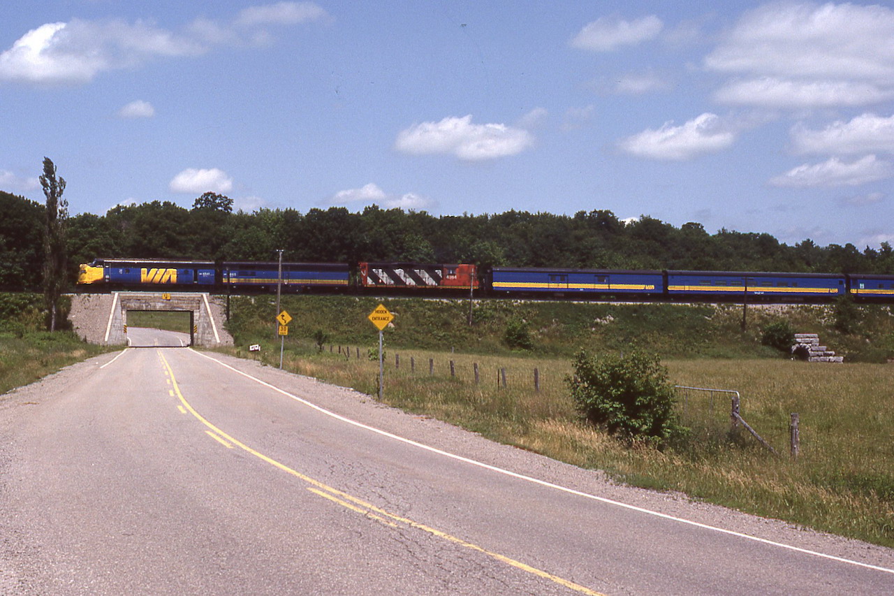 VIA 63 heading to Toronto with 6541, 6865 and 4364 just passed Brockville.