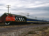 CN 2514 leads an inspection train with car Sandford Fleming bringing up the rear on this gloomy sunday morning.