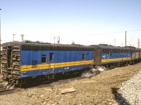 Alco steamcar 15423,B-unit 6627 and an FPA-9 on the shop line for the tests,these steam cars were insulated with heater coils inside while the others with port holes were not and very cold inside despite the 2 SGs,like an ill shod shoemaker.