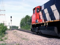 CN 344 with its usual power,MR 420,will cut cars in and out at Aston soon.