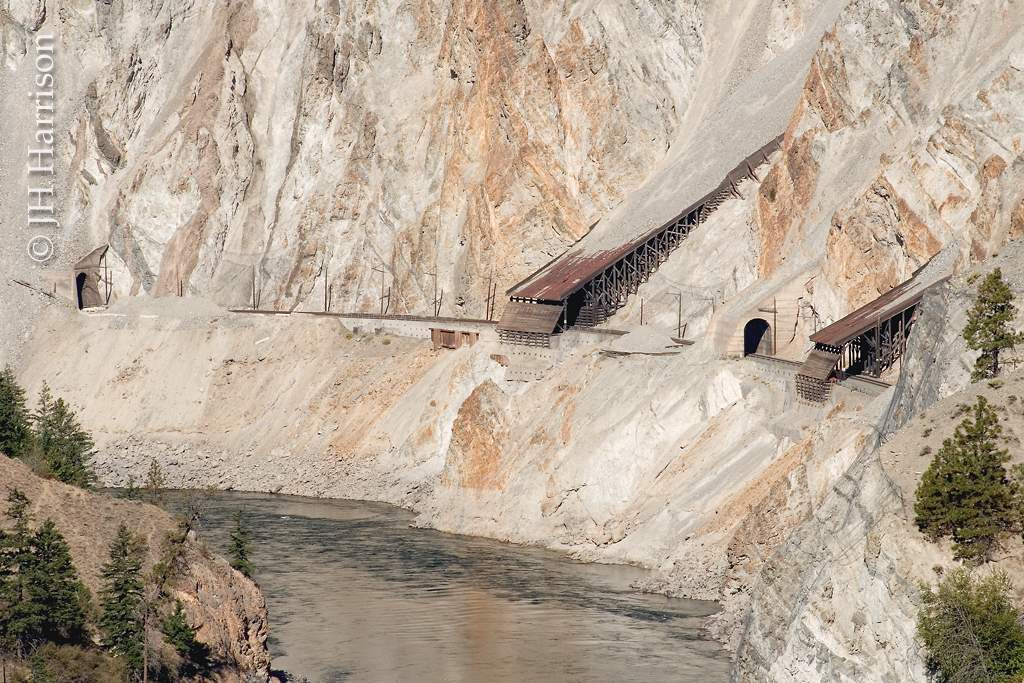 Avalanche sheds in the White Canyon. Shot from a viewpoint at the Skihist Prov. Park just east of Lytton B.C.