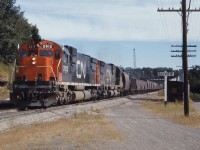 Train 441 powered by CN 2013 and 2015 ease through Bayview with a mixture of coal and ore cars bound for the Steel City