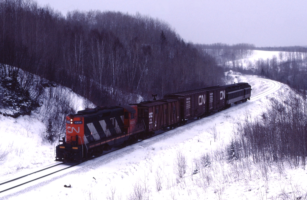 CN 4414 leads Thunder Bay to Sioux Lookout train # 278 up the Graham Sub towards Superior Jct, where it will join the mainline (Allanwater Sub) for the remained of the trip into Sioux Lookout.
