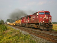 CP 243 throttles out of the Hornby Dip on the approach to Milton