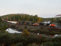 After leaving Garneau yard at 5:30 AM, Chambord-bound train number 368 rumbles through the famous "Club Arlau" curve.