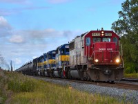 A beauty lashup leads CP 642 out of Walkerville Yard with another load of ethanol.