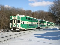 A GO equipment move rolls through Campbellville, bound for the GO storage yard at Guelph Jct on a beautiful Christmas Eve afternoon.