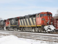 CN 2414 leads a freight into Brantford to do some yard work.  Possibly a late CN 396.