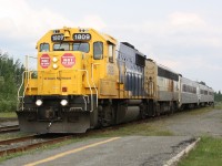 The Northbound Northlander cruises into Englehart with ONT 1809 on the point.  Soon this picture will be something of the past.  The Ontario Government has announced that Northlander service will be cancelled at the end of September.